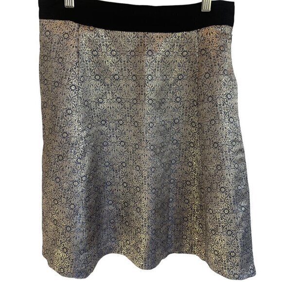 Narciso Rodriguez by Design Nation Metallic Gold & Black A-line Skirt | Size 4 - Picture 8 of 9